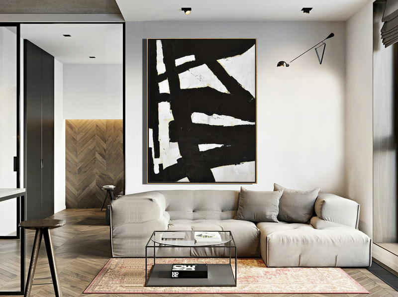 Extra Large Canvas Art,Minimalist Painting On Canvas, Palette Knife Vertical Minimal Art - Acrylic Painting Large Wall Art